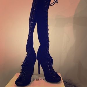 Thigh high lace up boots , Size 7